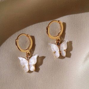 White Butterfly Earrings